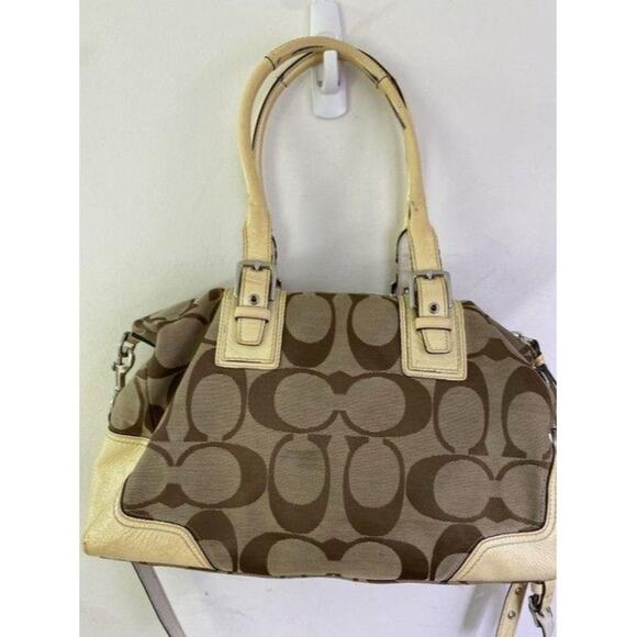 coach bag cream black fabric tote - Picture 3 of 10
